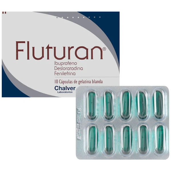 Fluturan Ibuprofeno + Desloratadina + Fenilefrina 400Mg/2.5mg/10mg Chalver Caja X 10 Cápsulas