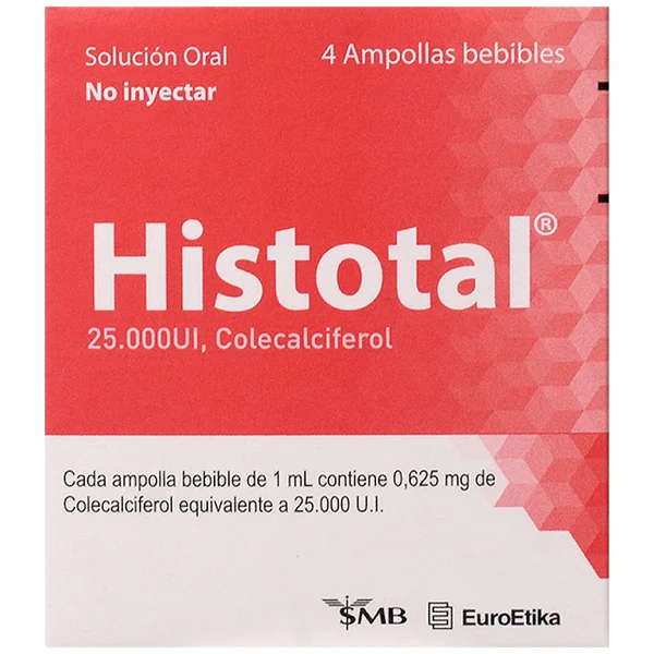 Histotal Colecalciferol 25.000 UI Euroetika Caja X 4 Ampollas