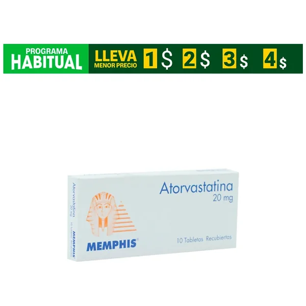 ATORVASTATINA 20 MG 10 TABLETAS MP