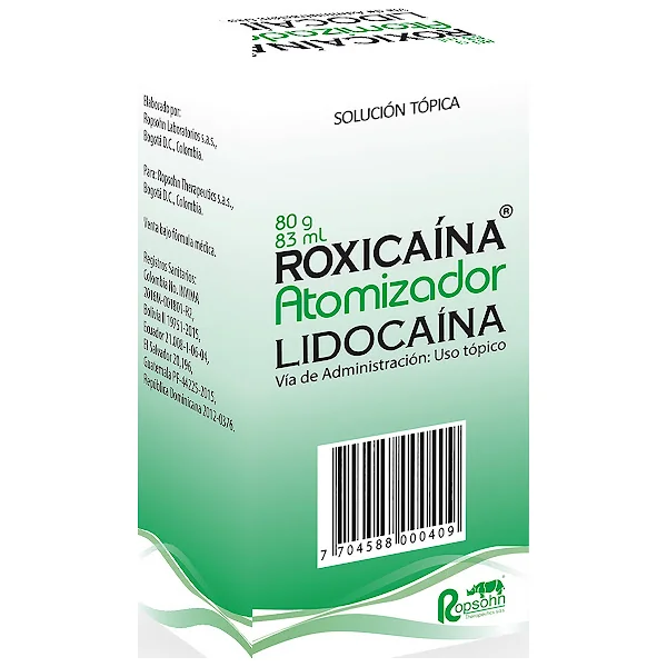 Roxicaína Lidocaina Ropsohn Atomizador Frasco X 80 Gr