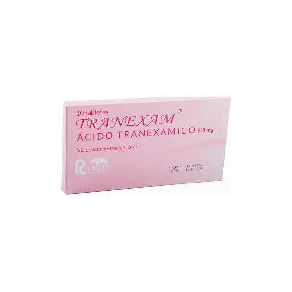 Tranexam Ácido Tranexámico 500 Mg Ropsohn Caja X 10 Tabletas