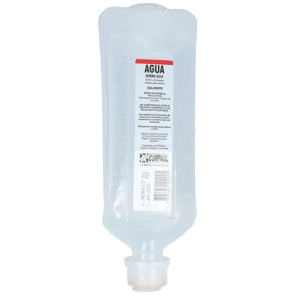 Agua Destilada Estéril Sustancia Pura Solución Inyectable Bolsa X 500mL