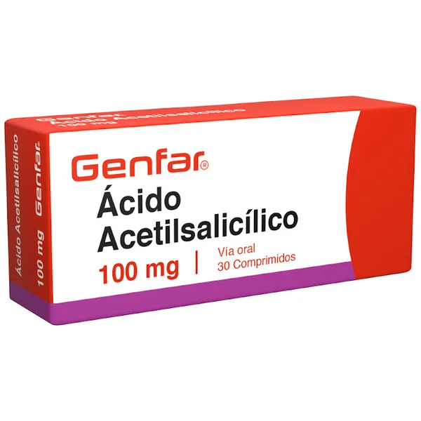 Ácido Acetilsalicílico 100 Mg Genfar Caja X 30 Comprimidos