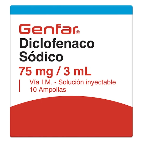 Diclofenaco 75Mg/3ml Genfar Caja X 10 Ampollas