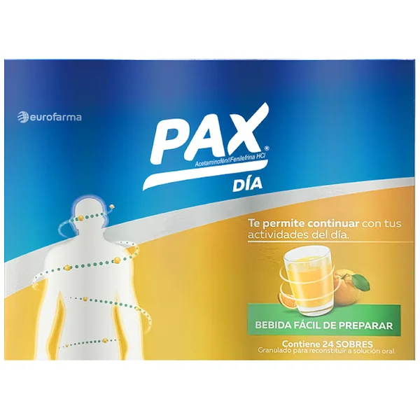 Pax Día Naranja Acetaminofen + Fenilefrina 0,5G/0,01g Eurofarma Caja X 24 Sobres