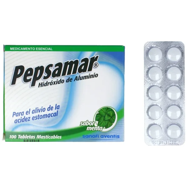 Pepsamar Hidroxido De Aluminio Blister X 10 Tabletas Masticables - Sabor A Menta