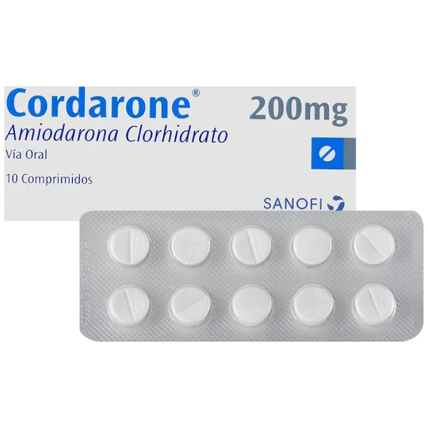 Cordarone Amiodarona Clorhidrato 200 Mg Sanofi Caja X 10 Comprimidos