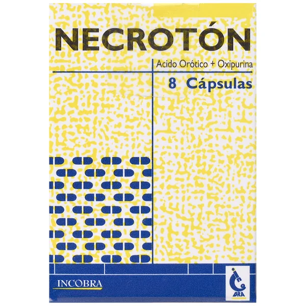Necrotón Ácido Orótico + Oxipurina 150Mg/75mg Incobra Caja X 8 Cápsulas