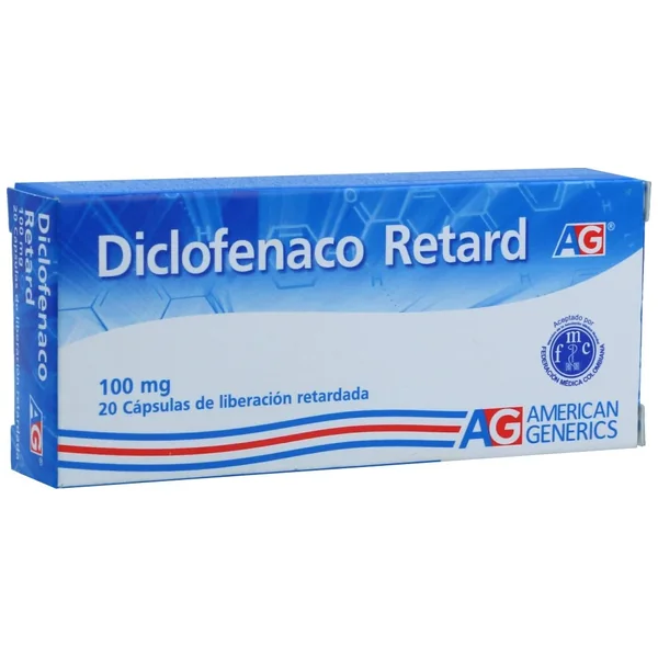 Diclofenaco Retard American Generics Caja X 20 Cápsulas Liberación Prolongada
