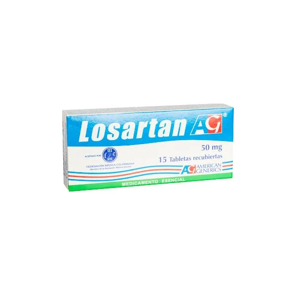 Losartan AG 50 Mg Caja X 15 Tabletas