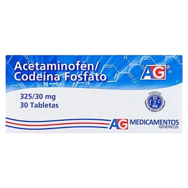 Acetaminofén/Codeína AG 325Mg/30mg Caja X 10 Tabletas