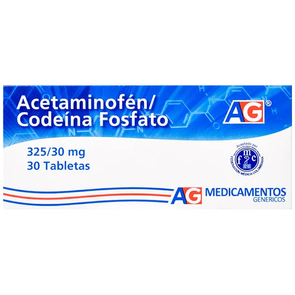 Acetaminofén + Codeína Fosfato AG 325Mg/30mg Caja X 30 Tabletas