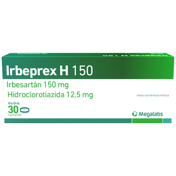 Irbeprex H Irbesartán + Hidroclorotiazida 150Mg/12.5mg Garmisch Caja X 30 Tabletas