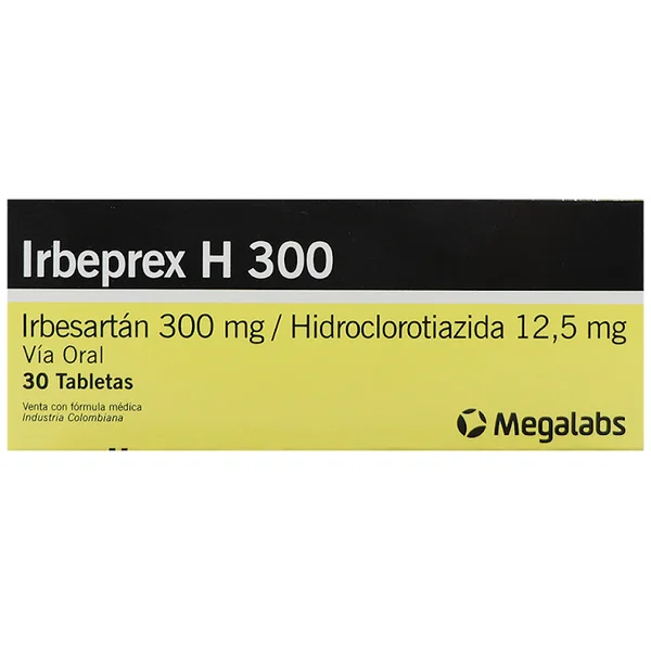 Irbeprex H Irbesartán 300Mg + Hidroclorotiazida 12.5Mg Caja X 30 Tabletas