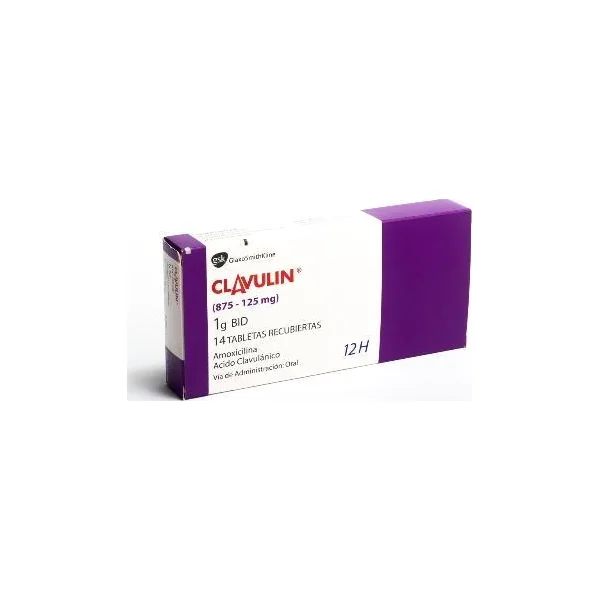 Clavulin Amoxicilina + Ácido Clavulánico 875G/125mg GSK Caja X 14 Tabletas