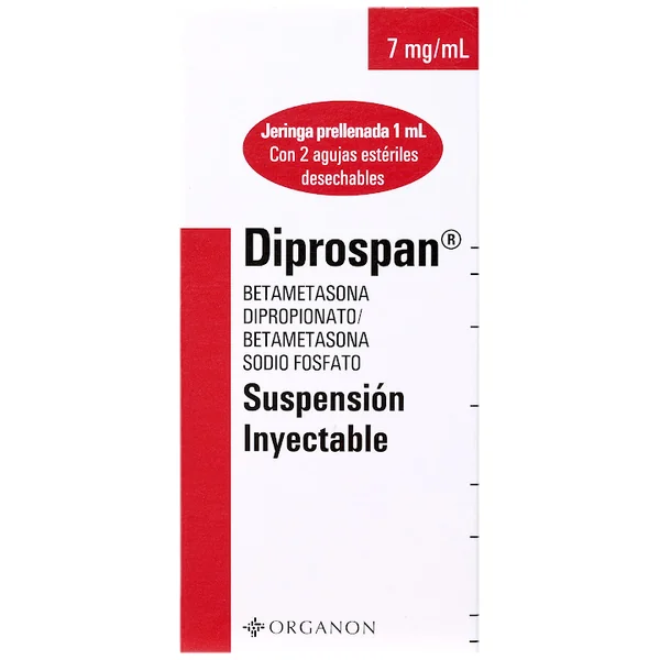 Diprospan Betametasona Dipropionato 7 Mg MSD Suspensión Inyectable Caja X 1 Jeringa