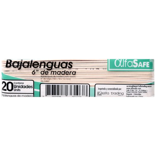 Baja Lenguas Alfa Trading Madera Paquete X 20 Und