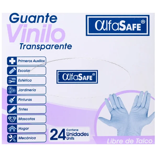 Guante Vinilo Alfasafe Talla S Caja X 24 Und