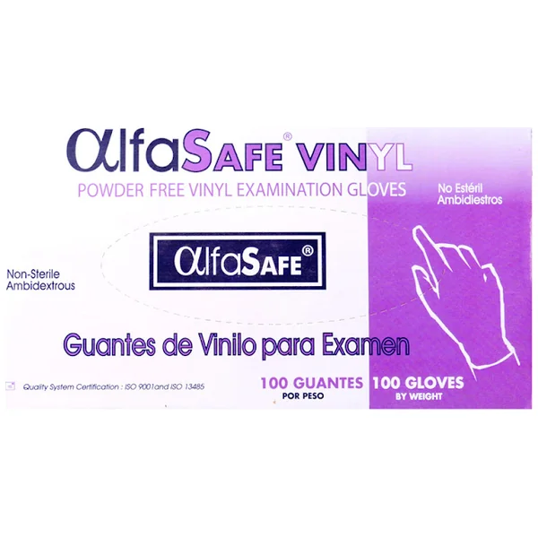 Guante Vinilo De Exámen Alfasafe Transparente Talla S Caja X 100 Und