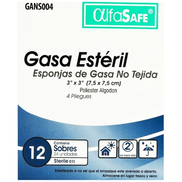 Gasa Alfa Trading Estéril No Tejida 3X3 Caja X12 Sob X2Und.