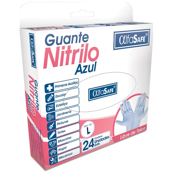 Guante Nitrilo Alfasafe Talla L Caja X 24 Und