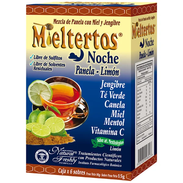 Mieltertos Noche Panela Limón Vitamina C 500 Mg Natural Freshly Caja X 6 Sobres