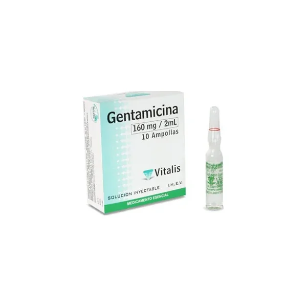 Gentamicina 160 Mg/2ml Vitalis Caja X 10 Amps