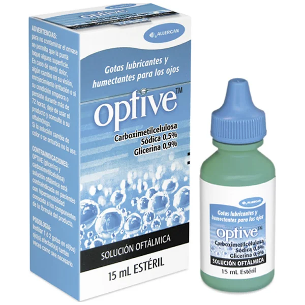 Optive Solución Carboximetilcelulosa + Glicerina 0.9% Lágrimas Artificiales Abbvie Frasco X 15 Ml