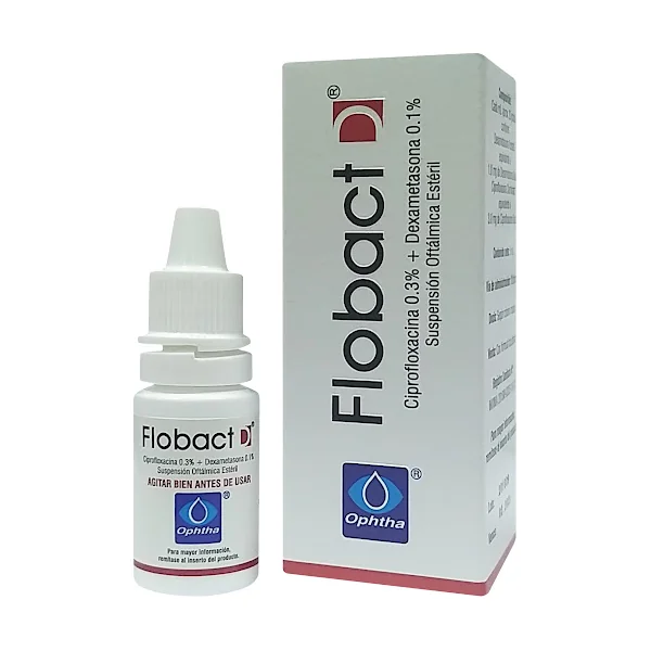 Flobact D Ciprofloxacina + Dexametasona 0.3/0.1% Ophtha Frasco X 5 Ml