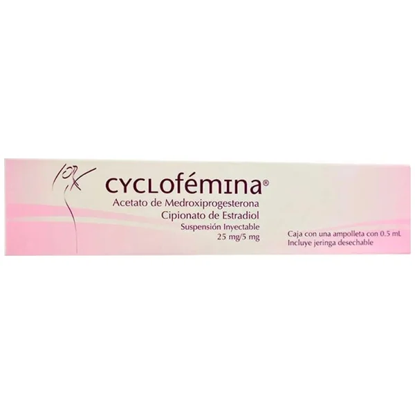 Cyclofémina Estradiol + Medroxiprogesterona 25Mg/5mg Ortix Caja X 1 Ampolla