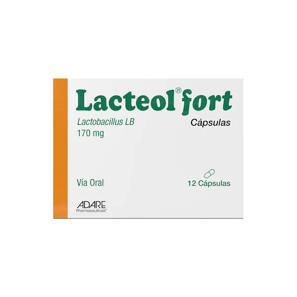 Lacteol Fort Lactobacillus LB 170 Mg Farmaceuticals Caja X 12 Cápsulas