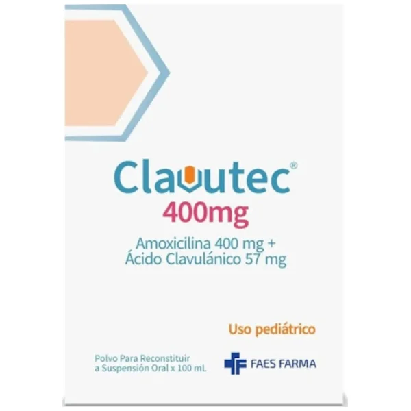 Clavutec Pediátrico Amoxicilina + Acido Clavulánica 400Mg/57mg Faes Farma Suspensión Caja X 100 Ml