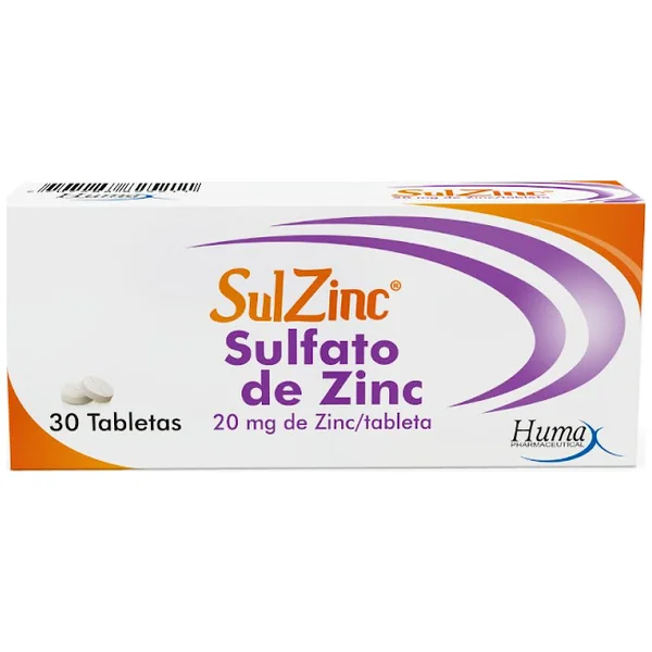 Sulfato De Zinc Sulzinc 20 Mg Caja X 30 Tabletas