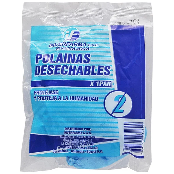 Zapatón Inverfarma Polaina Desechables Azul Bar X 1 Und