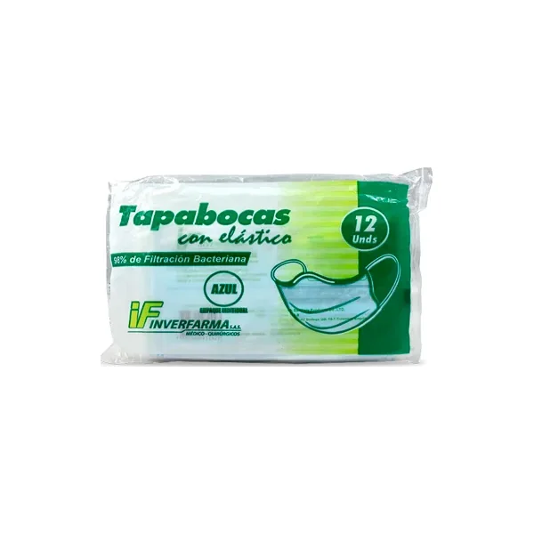 Tapabocas Inverfarma Azul Bolsa X 12 Unds