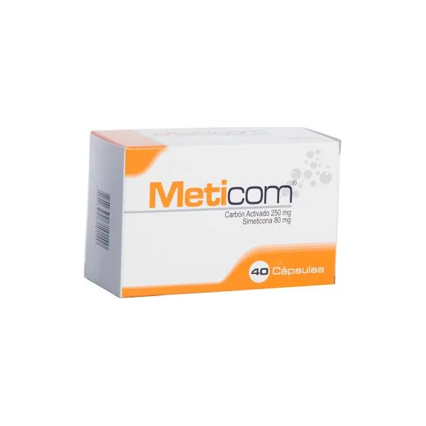 Meticom Carbón Activado + Simeticona 250Mg/80mg Nevox Caja X 40 Cápsulas