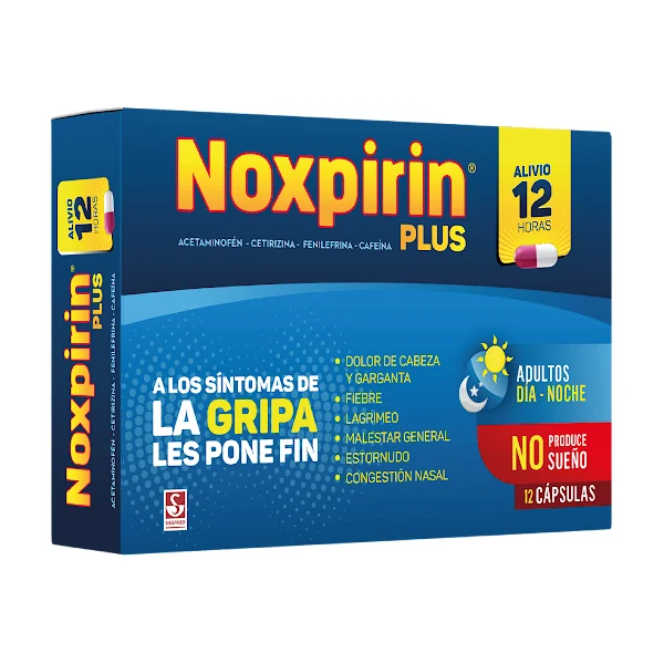 Noxpirin Plus Acetaminofén + Cafeína + Cetrizina + Fenilefrina Siegfried X 12 Cápsulas