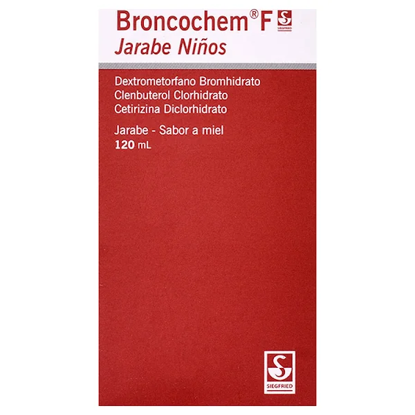 Broncochem F Dextrometorfano + Clenbuterol + Cetirizina 400Mg/0,2mg/36mg Siegfried Niños X 120 Ml