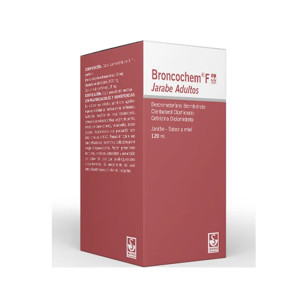 Broncochem F Dextrometorfano + Clenbuterol + Cetirizina 400Mg/0.2mg/36g Siegfried Jarabe X 120 Ml