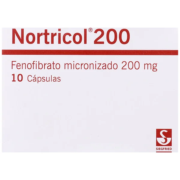 Nortricol Fenofibrato Micronizado 200 Mg Siegfried Caja X 10 Cápsulas