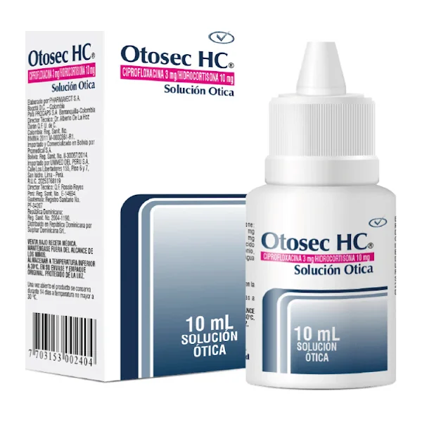 Otosec HC Ciprofloxacina Hidrocortisona 3Mg/10mg Procaps Frasco X 10 Ml