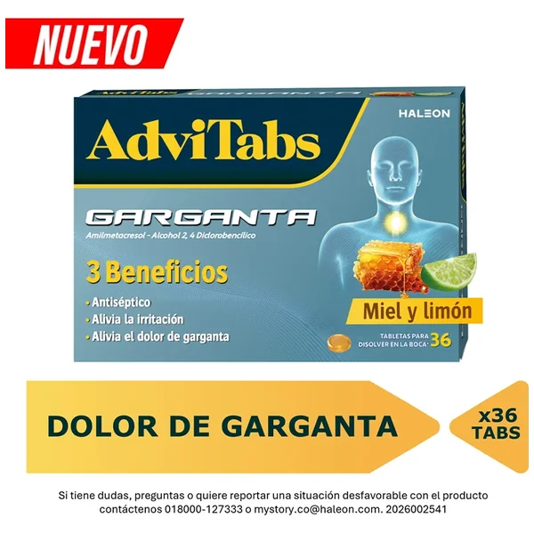 ADVITABS GARGANTA MIEL LIMON CAJA X 36 TABS