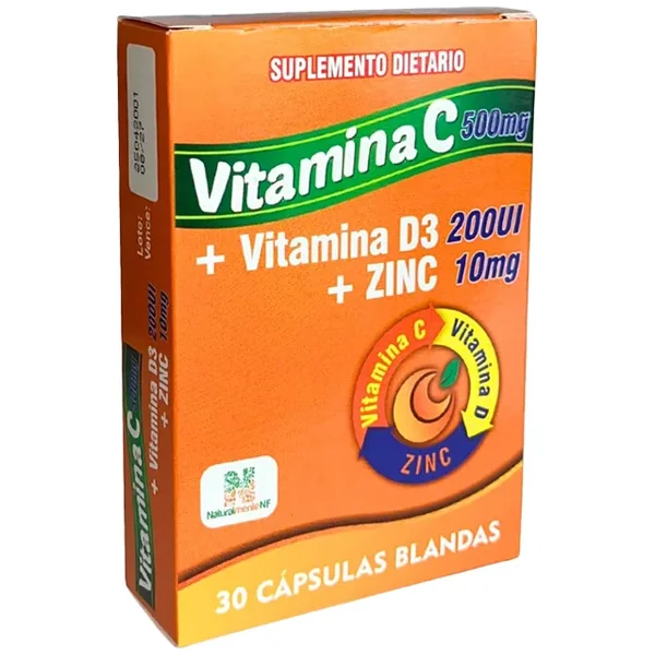 VITAMINA C +VIT.D3+ZINC NATURALMENTE CAJA X 30 CAPS