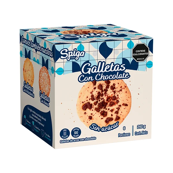 Galletas De Arroz Spiga Foods Con Chocolate Sin Azúcar X 6 Und