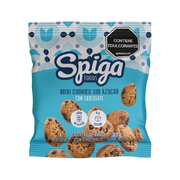 Mini Galletas Spiga Foods Sin Azúcar Con Chocolate X 30 Gr