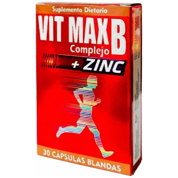 Multivitaminico VitMax B Complejo B + Zinc X 30 Cápsulas Vitmax B Caja X X 30 Unidades