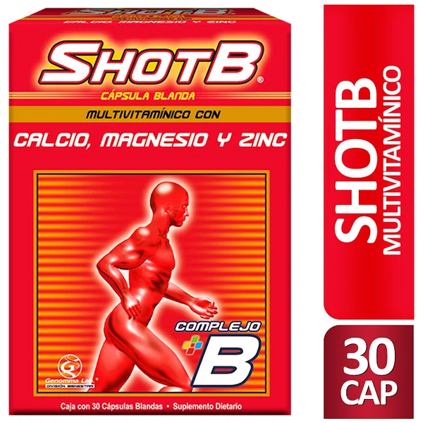 Shot-B Complejo B Multivitamínico Genomma Caja X 30 Cápsulas