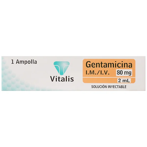 Gentamicina 80Mg/2ml Vitalis Caja X 1 Ampolla
