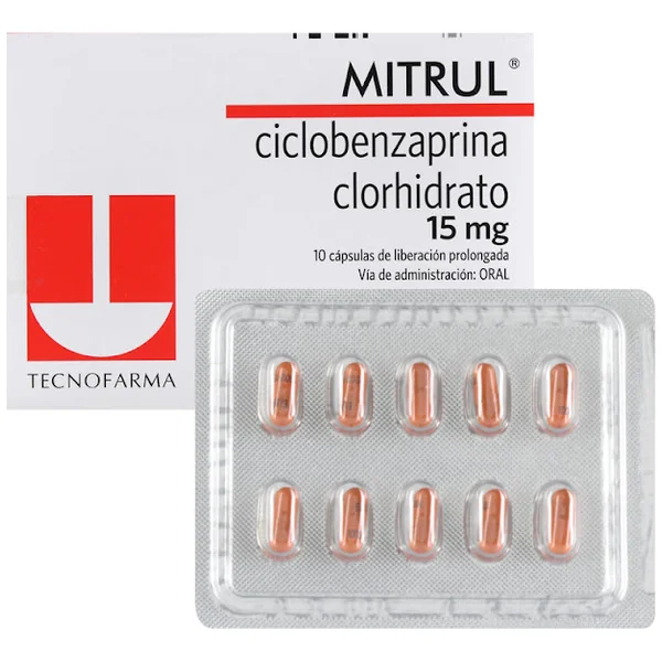 Mitrul Ciclobenzaprina Clorhidrato 15 Mg Tecnofarma Caja X 10 Cápsulas