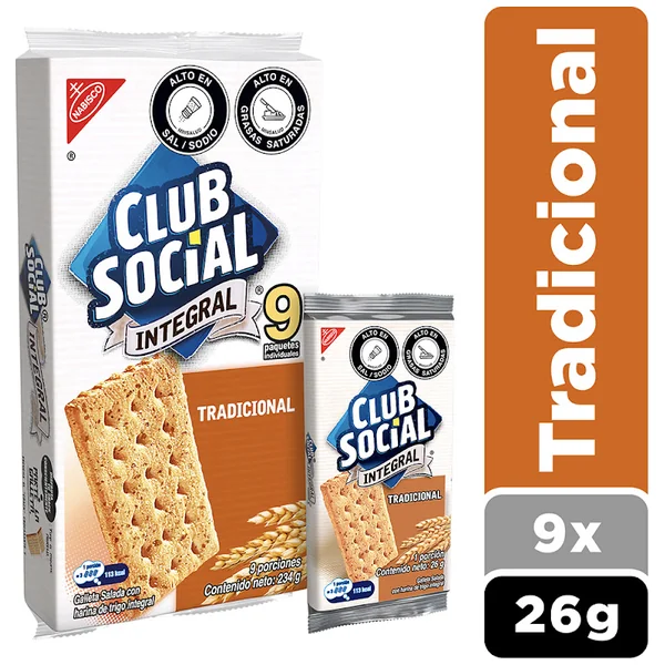 Galletas Club Social Integral Saladas 9 Paquetes X 234 Gr